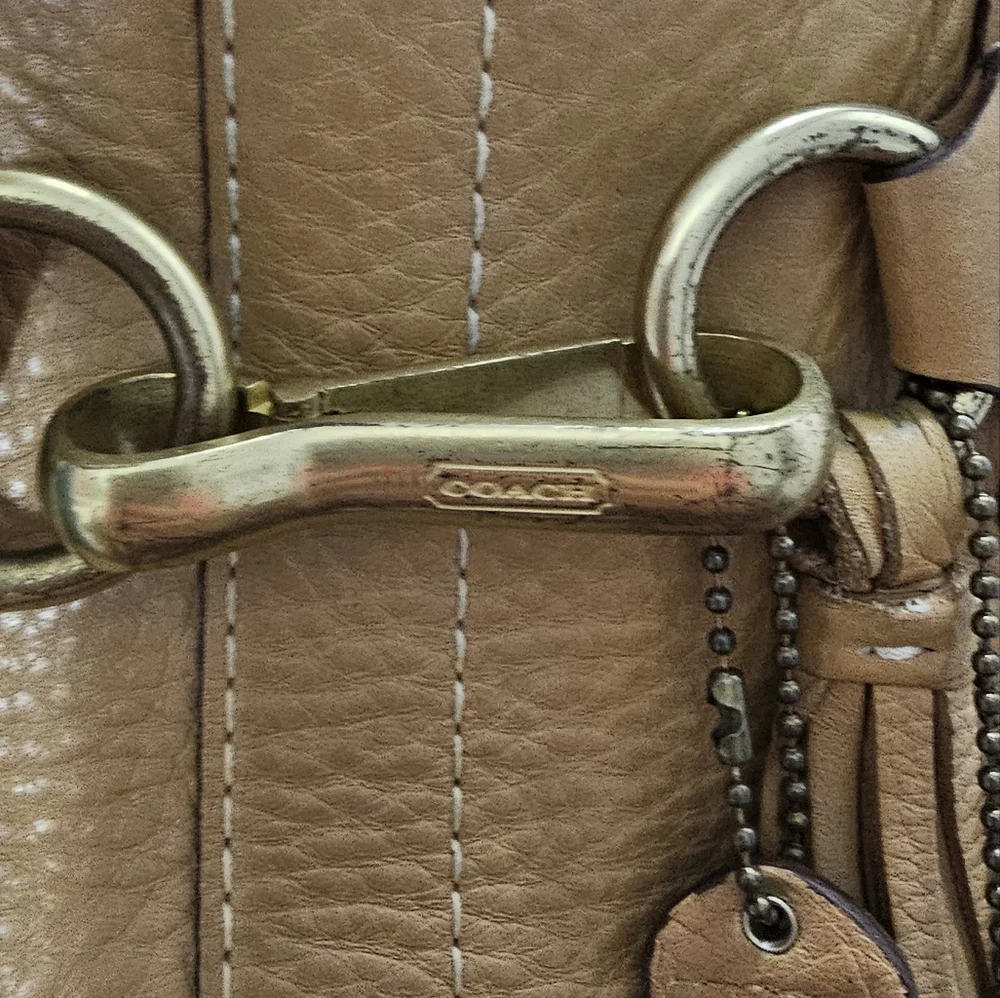 Coach all leather beige  satchel - Picture 3 of 8